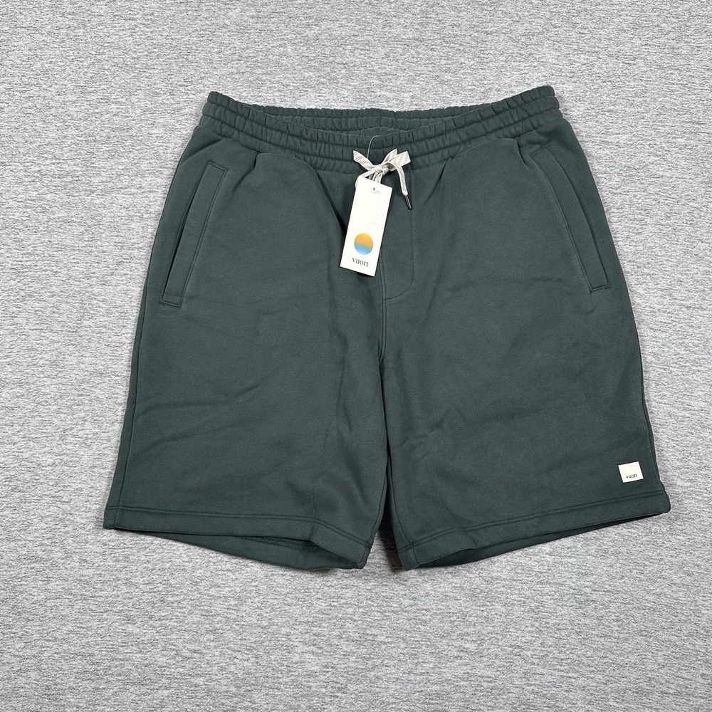 Vuori Shorts Mens Large Green Seaside Fleece Lined Sweat Athleisure NEW